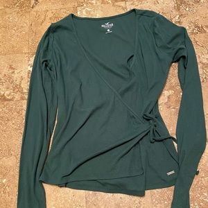 forest green wrap tie top